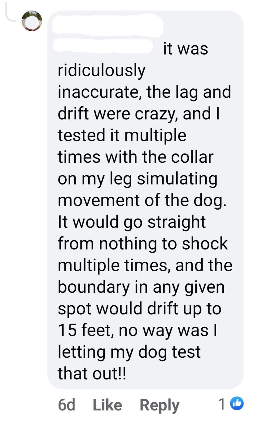 GPS collar owner reporting lag and boundary drift of up to fifteen feet during testing